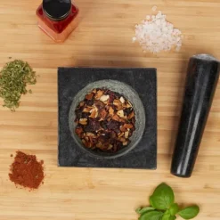 Mortel och stöt, Granit, 9.5x11x11 cm, Svart