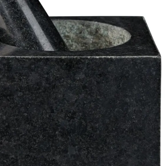 Mortel och stöt, Granit, 9.5x11x11 cm, Svart