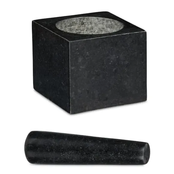 Mortel och stöt, Granit, 9.5x11x11 cm, Svart