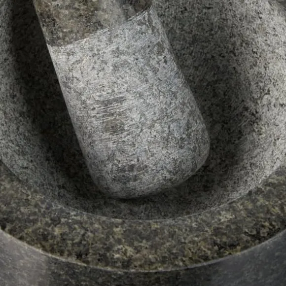 Mortel och stöt, 8x16 cm, Grå, Granit