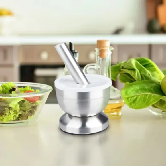 Mortel och stöt, 10x9 cm, Silver