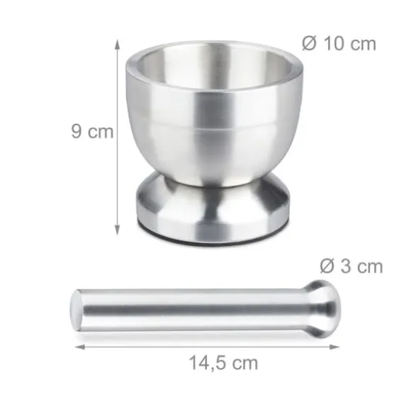 Mortel och stöt, 10x9 cm, Silver