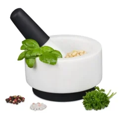 Mortel och stöt, 8x14 cm, vit marmor