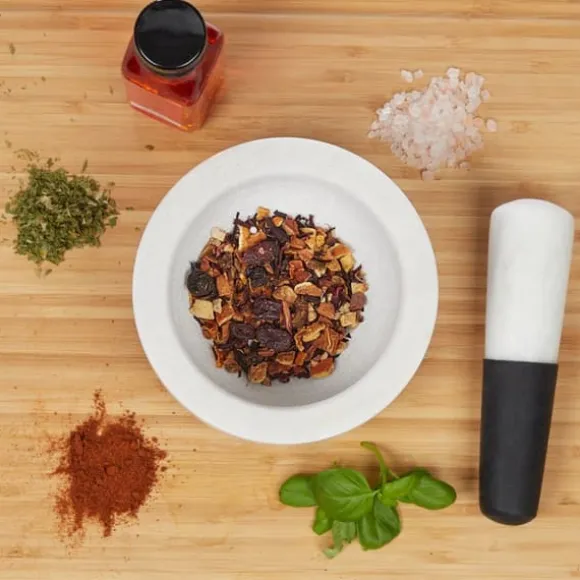 Mortel och stöt, 8x14 cm, vit marmor