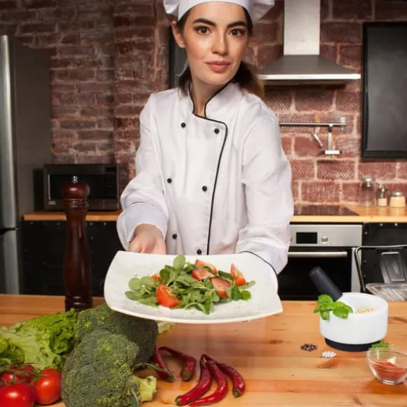 Mortel och stöt, 8x14 cm, vit marmor