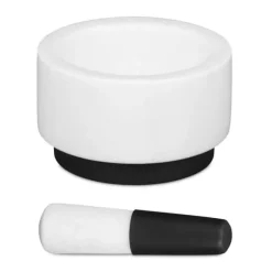 Mortel och stöt, 8x14 cm, vit marmor