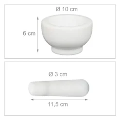 Mortel och stöt, 6x10 cm, Vit, Marmor