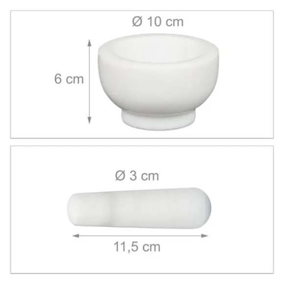 Mortel och stöt, 6x10 cm, Vit, Marmor