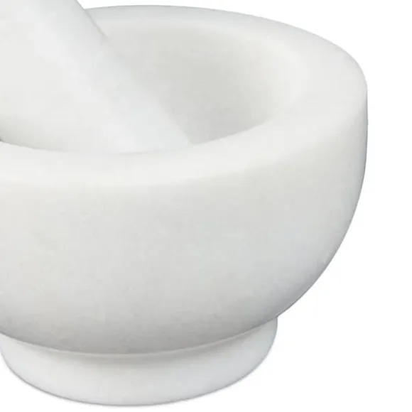 Mortel och stöt, 6x10 cm, Vit, Marmor