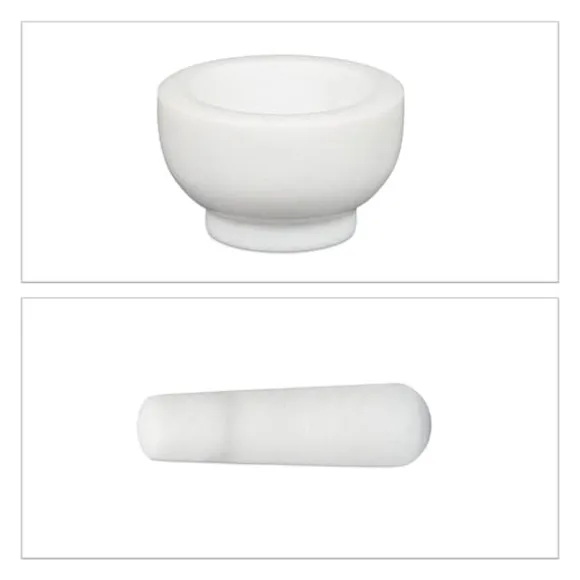 Mortel och stöt, 6x10 cm, Vit, Marmor