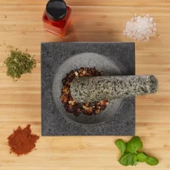 Mortel och stöt, 10.5x14.5x14.5 cm, Grå