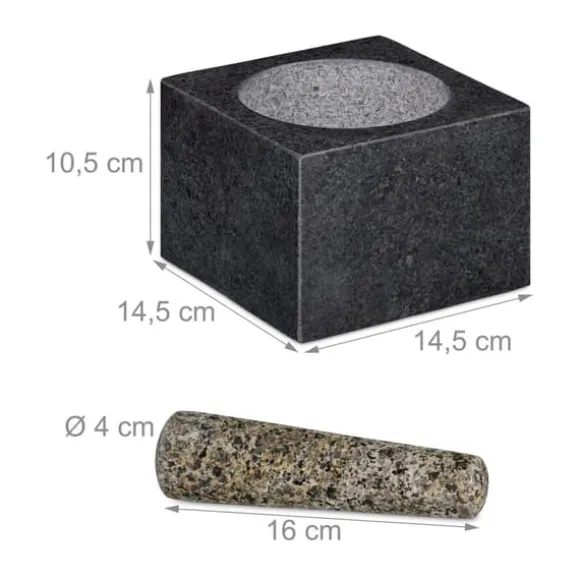 Mortel och stöt, 10.5x14.5x14.5 cm, Grå