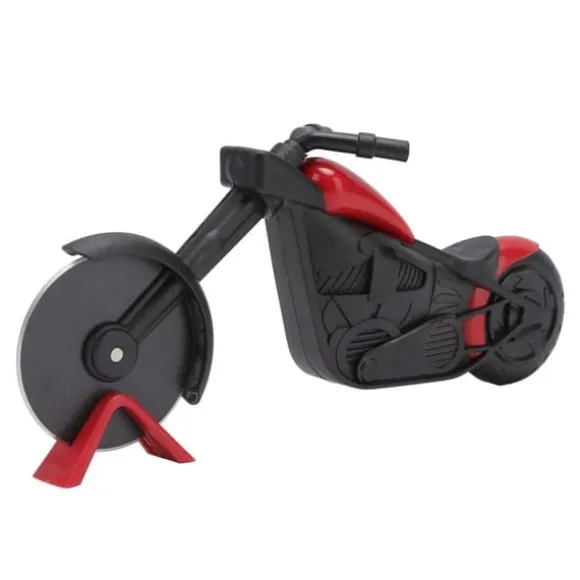 Motorcykelpizzaskärare i rostfritt stål, motorcykelformad pizzahjulsskärare för att skära pizzor, kakor, våfflor och pannkakor