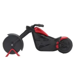 Motorcykelpizzaskärare i rostfritt stål, motorcykelformad pizzahjulsskärare för att skära pizzor, kakor, våfflor och pannkakor