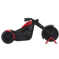 Motorcykelpizzaskärare i rostfritt stål, motorcykelformad pizzahjulsskärare för att skära pizzor, kakor, våfflor och pannkakor