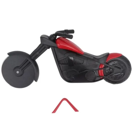 Motorcykelpizzaskärare i rostfritt stål, motorcykelformad pizzahjulsskärare för att skära pizzor, kakor, våfflor och pannkakor