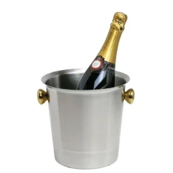 Mousserande vin och champagne hink, 18/8 rostfritt stål, satin med guld handtag, 5,0 liter