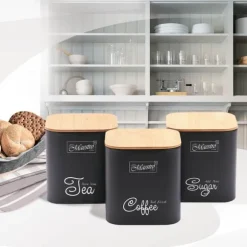 MR-1775-3S-BLACK Set med 3 metallbehållare