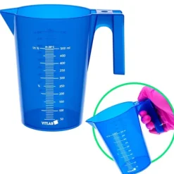 Mätbägare i plast 500 ml PP blåmålad våg med handtag