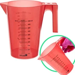 Mätbägare i plast 500 ml PP rödmålad våg med handtag