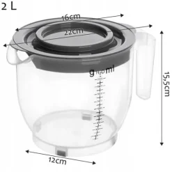 Mätkanna - KADAX - 2L - Transparent - Polypropen - Lock med handtag