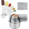 Mätkoppar och skedar i rostfritt stål - 13 delar för köksmätning