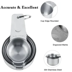 Mätkoppar och skedar i rostfritt stål - 13 delar för köksmätning