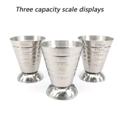 Måttbägare i rostfritt stål 2,5 oz (75 ml) med tre volymskala, enkel att rengöra och hållbar