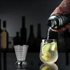 Måttbägare i rostfritt stål 2,5 oz (75 ml) med tre volymskala, enkel att rengöra och hållbar