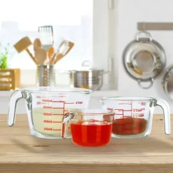 Måttkannset, 7x10x13.5 cm, Transparent, Röd