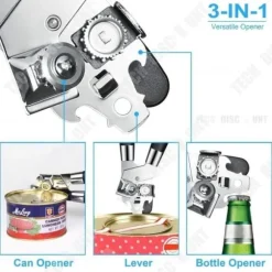 Multifunktionell burköppnare - TD® - 3-i-1 manual - Rostfritt stål - Kapsylöppnare - Praktisk