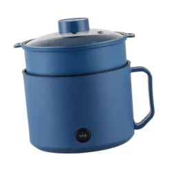 Multifunktionell Elektrisk Köksgryta Liten Mini Elektrisk Spis Snabb Nudelkokare för studenthem Personligt bruk CN 220V Royalblue och matångkorg