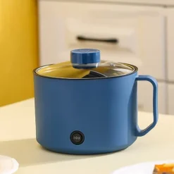 Multifunktionell Elektrisk Köksgryta Liten Mini Elektrisk Spis Snabb Nudelkokare för studenthem Personligt bruk CN 220V Royalblue
