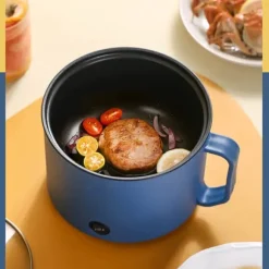 Multifunktionell Elektrisk Köksgryta Liten Mini Elektrisk Spis Snabb Nudelkokare för studenthem Personligt bruk CN 220V Royalblue