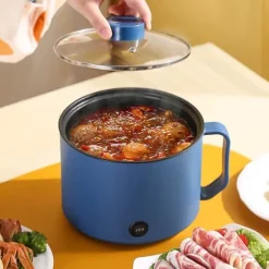 Multifunktionell Elektrisk Köksgryta Liten Mini Elektrisk Spis Snabb Nudelkokare för studenthem Personligt bruk CN 220V Royalblue
