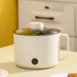 Multifunktionell Elektrisk Köksgryta Liten Mini Elektrisk Spis Snabb Nudelkokare för studenthem Personligt bruk CN 220V Beige