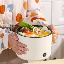 Multifunktionell Elektrisk Köksgryta Liten Mini Elektrisk Spis Snabb Nudelkokare för studenthem Personligt bruk CN 220V Beige