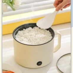 Multifunktionell Elektrisk Köksgryta Liten Mini Elektrisk Spis Snabb Nudelkokare för studenthem Personligt bruk CN 220V Beige