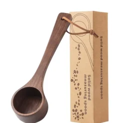 Multifunktionell kaffesked med trähandtag i valnöt - Perfekt för kaffeälskare och hemmabaristor