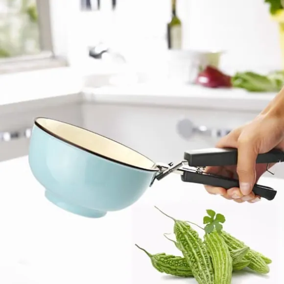 Multifunktionell rostfri skålklämma klämma anti-het grytarmhållare köksgrilltång verktyg