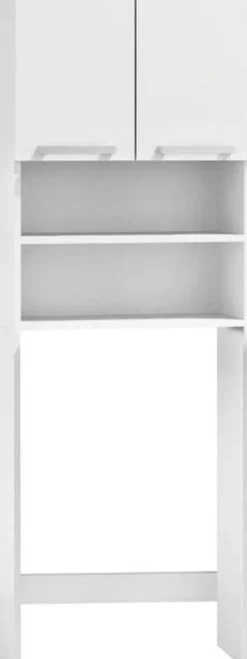 Multifunktionell tvättmaskinskåp med 4 hyllor, 2 dörrar, vitt