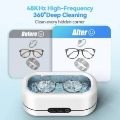 Multifunktionell ultraljudsrengörare - Rengör snabbt smycken, glasögon och proteser - 2 lägen, Rostfritt stål