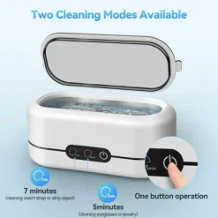 Multifunktionell ultraljudsrengörare - Rengör snabbt smycken, glasögon och proteser - 2 lägen, Rostfritt stål