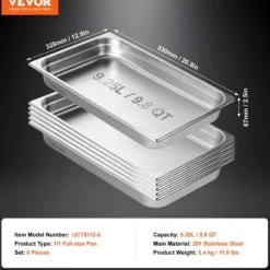 Ångbordsform, 6-pack fullstorlek anti-jam, 53x32.8x6.7 cm, rostfritt stål, förvaring