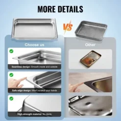 Ångbordsform, 6-pack fullstorlek anti-jam, 53x32.8x6.7 cm, rostfritt stål, förvaring