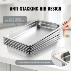 Ångbordsform, 6-pack fullstorlek anti-jam, 53x32.8x6.7 cm, rostfritt stål, förvaring