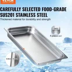 Ångbordsform, 6-pack fullstorlek anti-jam, 53x32.8x6.7 cm, rostfritt stål, förvaring