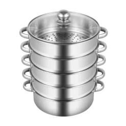 Ångkokare, Stor kapacitet, Hållbart rostfritt stål,Silver