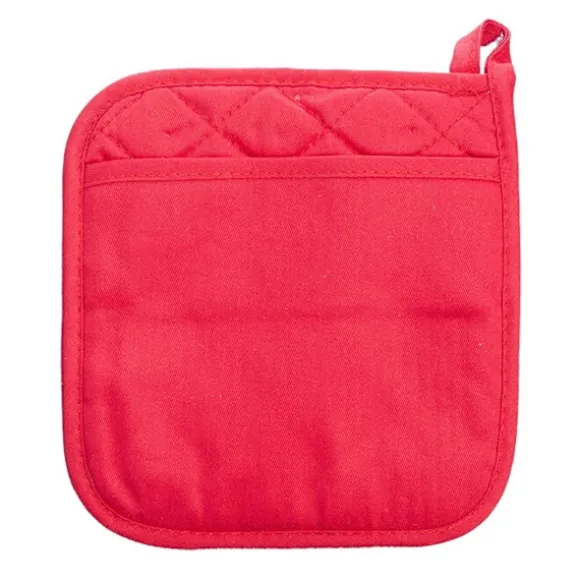 NICOLE RED grytvante- och grytlappset i hellång modell, 100 % bomull med neopren, tjock röd