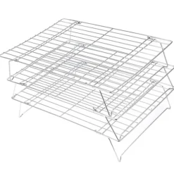 3-nivåers kylgaller hopfällbara ben för kakor, tårtor, kök, bakning, grillverktyg